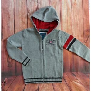 BLUE SEVEN Boys Youth Gray Hooded Wool Blend Sweater Full Zipper NWOT Youth S